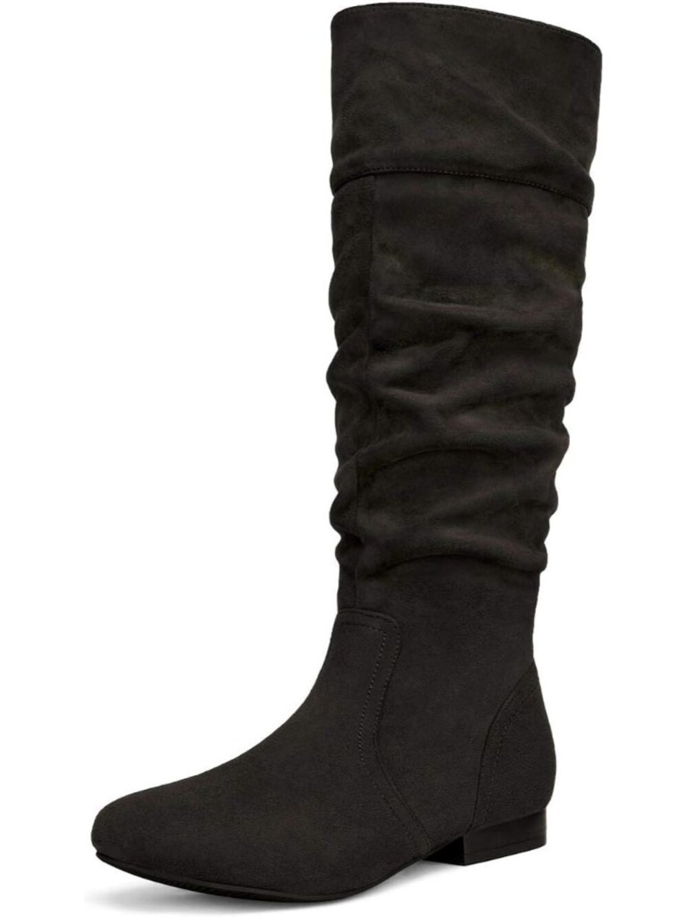 DREAM PAIRS Women's Black Knee High Slouch Boots Round Toe Slouchy Shaft Boots